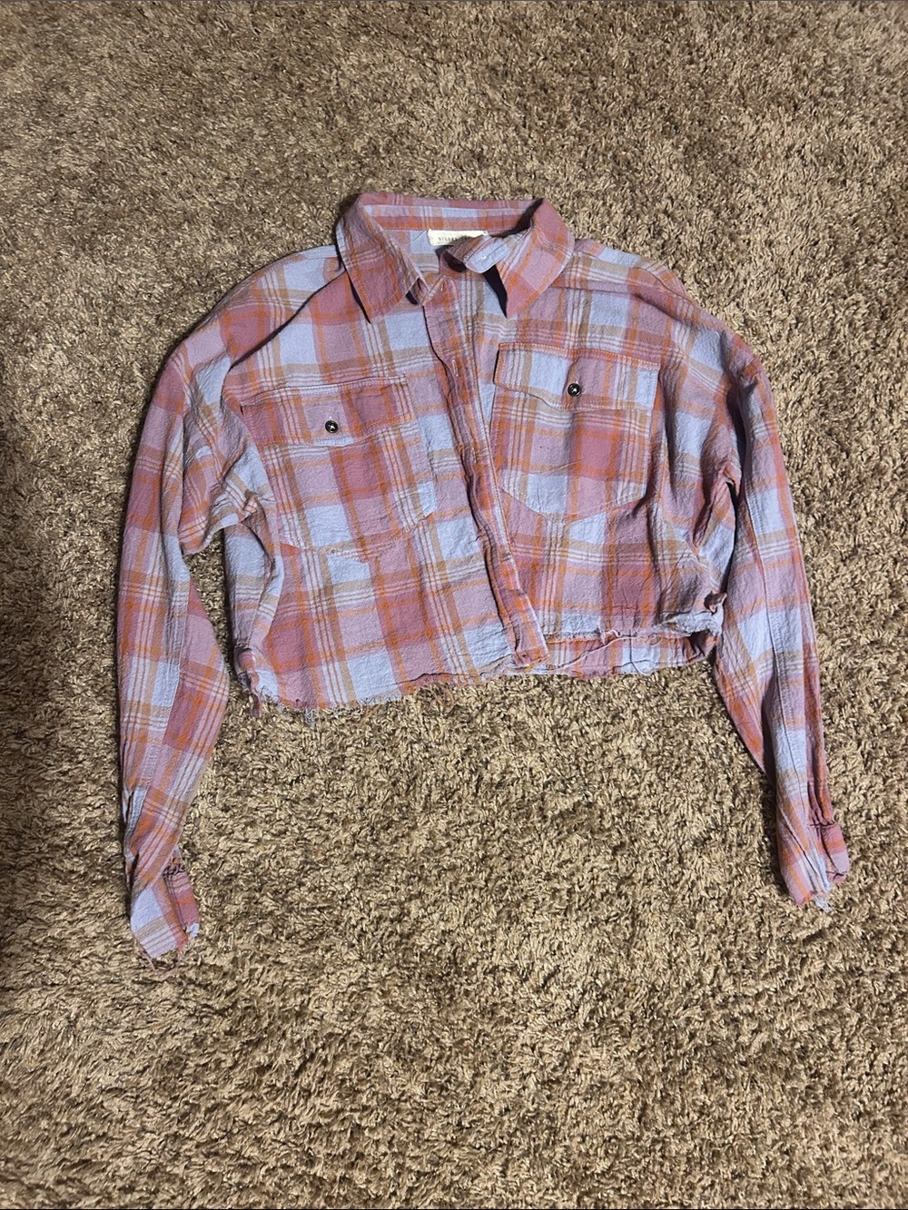 Gilded Intent Cropped Plaid Jacket - Pink & Orange